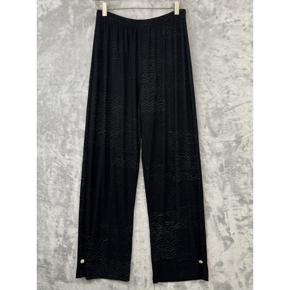 JG's Mad Lab Pants Womens Medium Black Painted Geometric Langenlook Artsy Button - Picture 1 of 13
